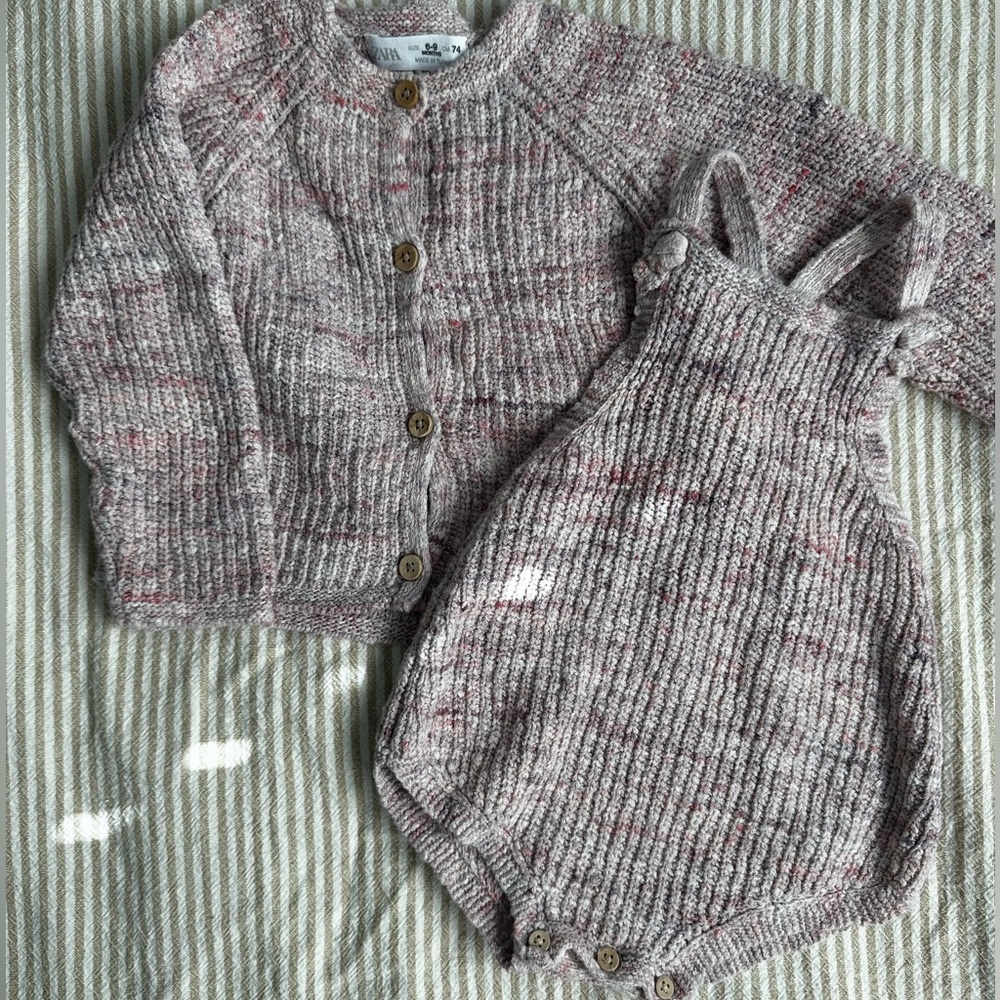 Zara blended knit sweater and romper
